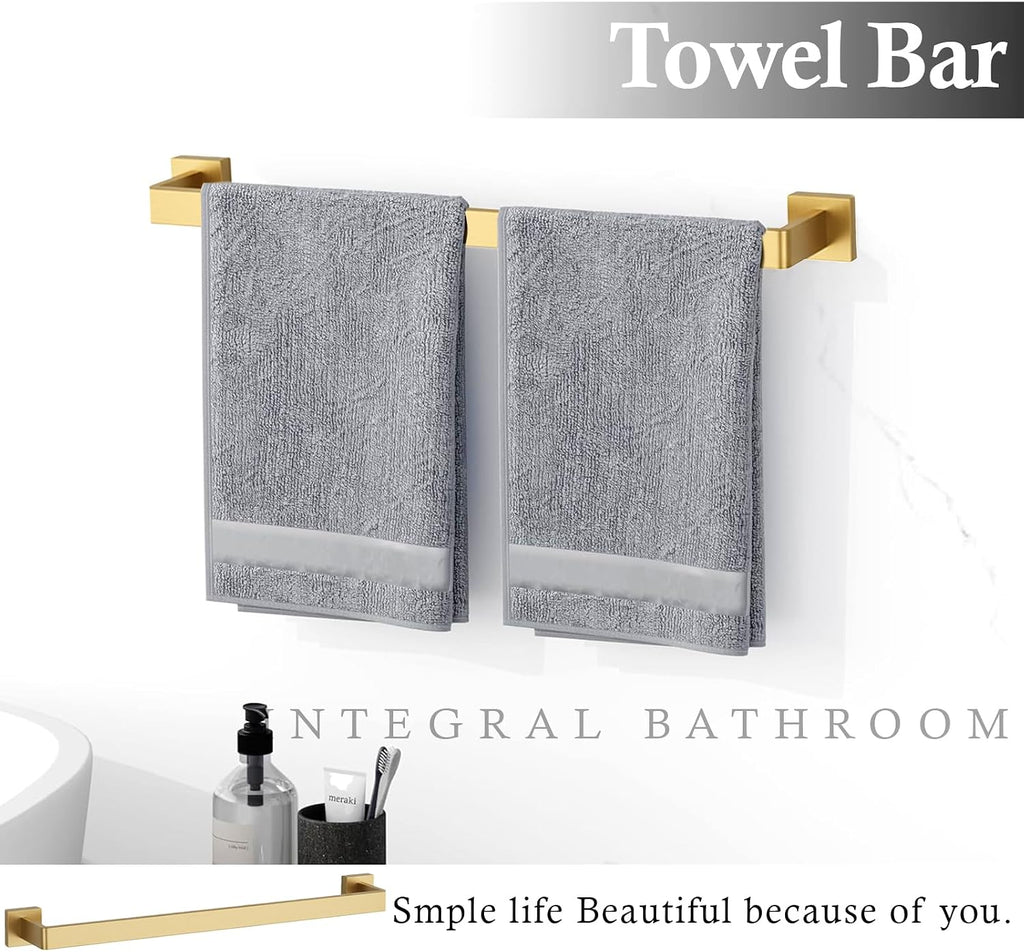 5-Piece Brushed Gold Bathroom Accessories Set 23.6 Inch Towel Bar Set. | ﻿ SUS 304 Stainless Steel Bathroom Hardware