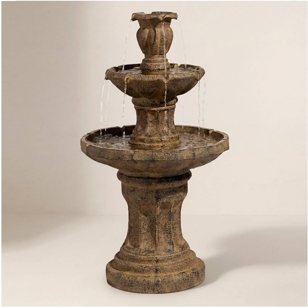 Tuscan Garden 41 1/2" High Large Traditional Italian Indoor Outdoor Decor Dark Faux Stone Floor Fountain Waterfall