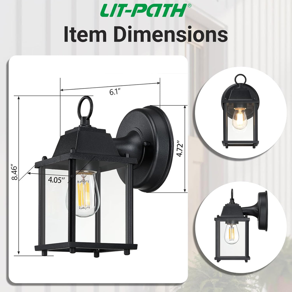 Outdoor Wall Lantern, Wall Sconce as Porch Lighting Fixture, E26 Base, Aluminum Housing Plus Glass