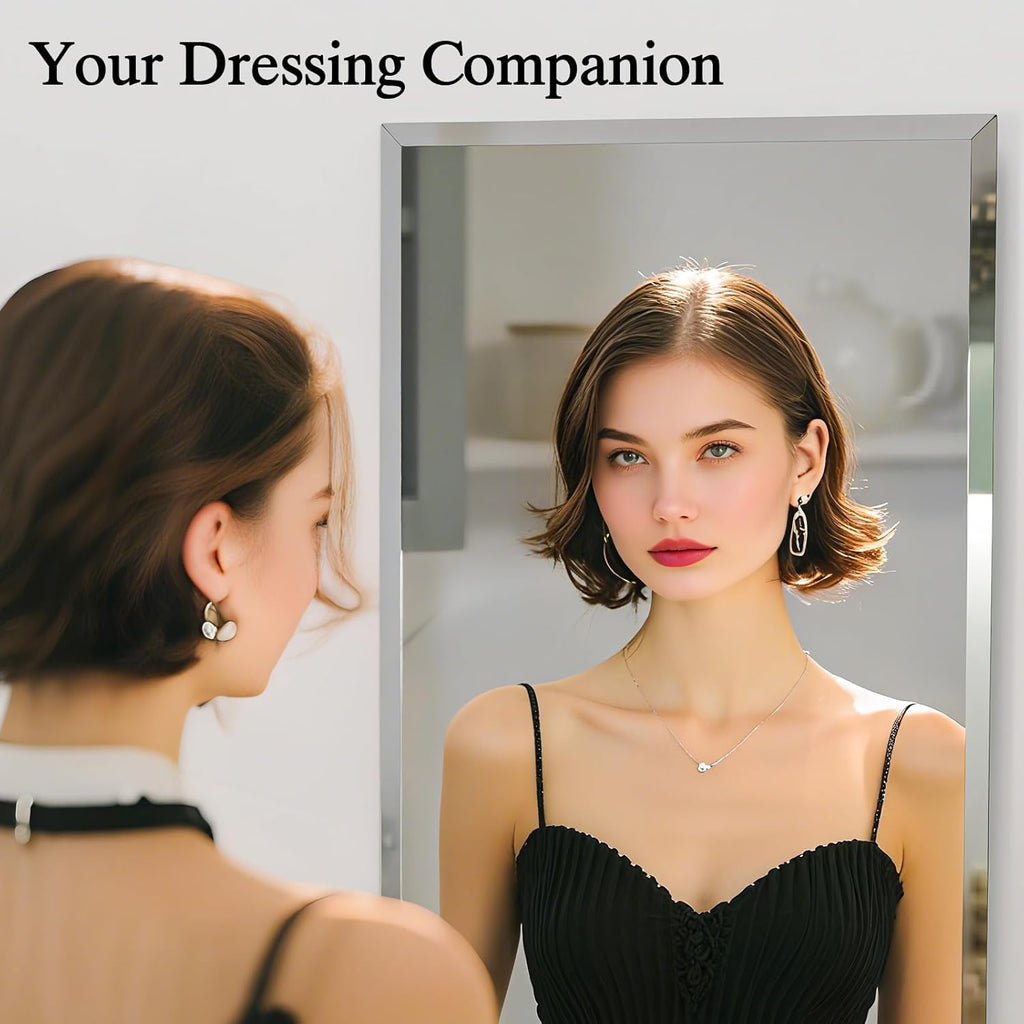 51"x16" Frameless Full Length Wall Mirrors,Rectangular Mirror Full Length Wall Mounted,Tall Full Body Mirrors with Beveled,Suitable for Living Rooms and Bedrooms