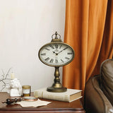 HOME Antique Mantel Clock, Gold Retro Desk Clock Silent-Non-Ticking Battery Operated Decorative Desk Table Clock