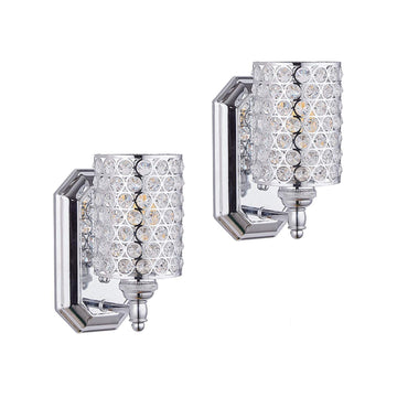 Polyhedral Crystal Wall Sconce Chrome Dry&Wet Dual Use 1 Light 2 Pack UL Certified