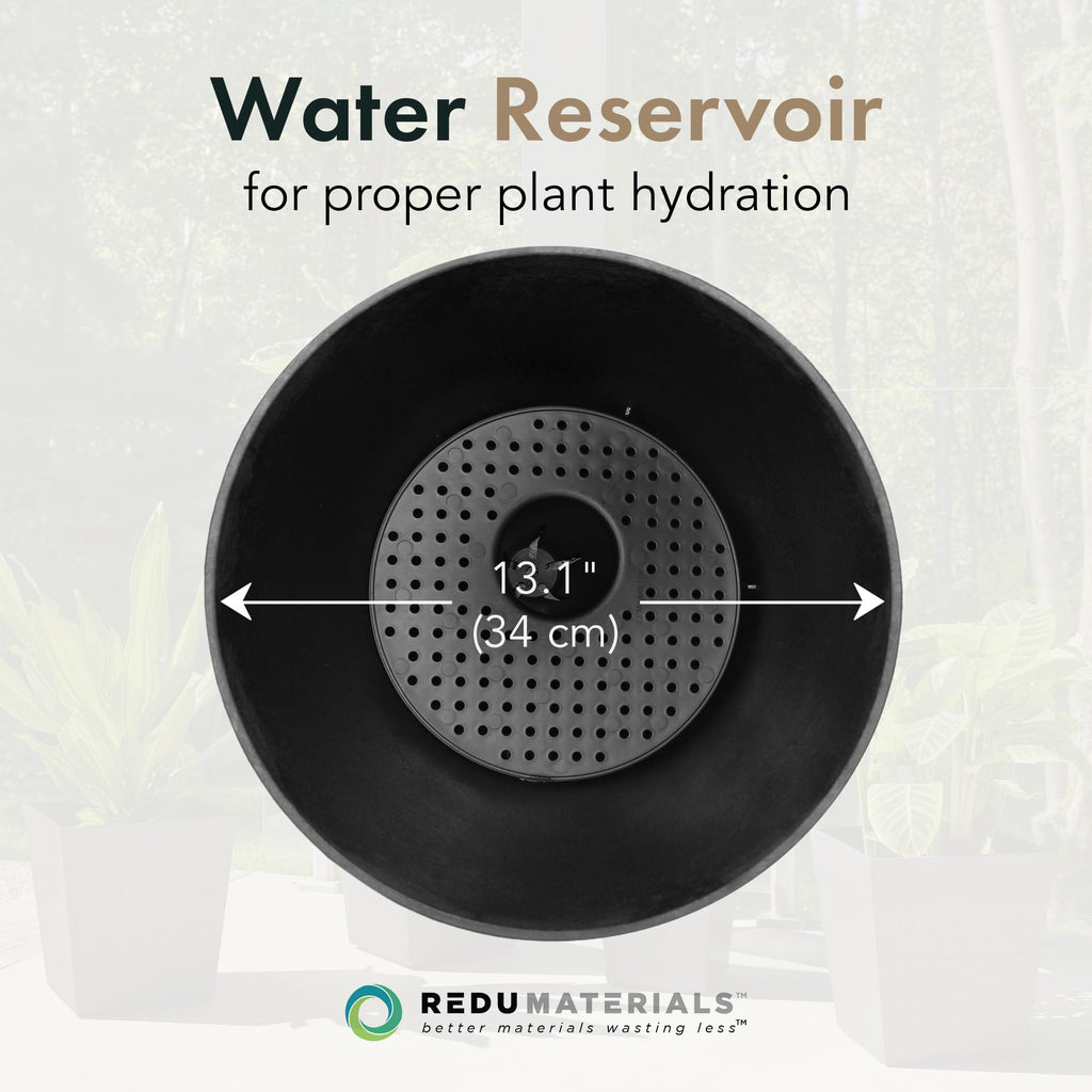 Cadence Self-Watering Urn Planter, Black, 14" x 23"