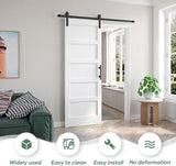 30inx80in White Barn Door and 5.5FT Sliding Barn Door Hardware Kit Included,Solid,MDF, PVC Surface,D