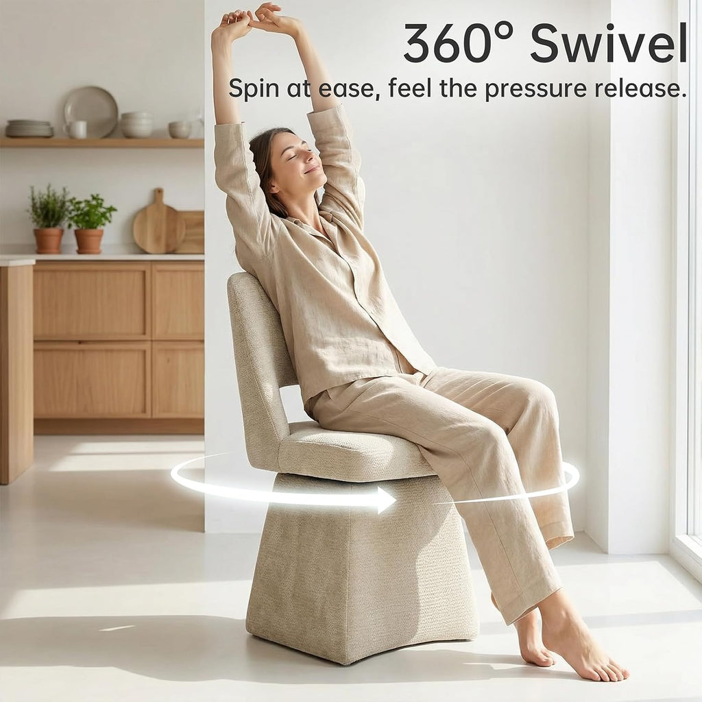 Upholstered Swivel Dining Chairs Set of 4, Modern Dining Room Chairs with Open Back, Chenille Fabric Kitchen Chairs
