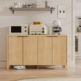 55'' Sideboard Buffet Cabinet with Storage Fluted Sideboard Buffet with Adjustable Shelves Coffee Bar Console Table