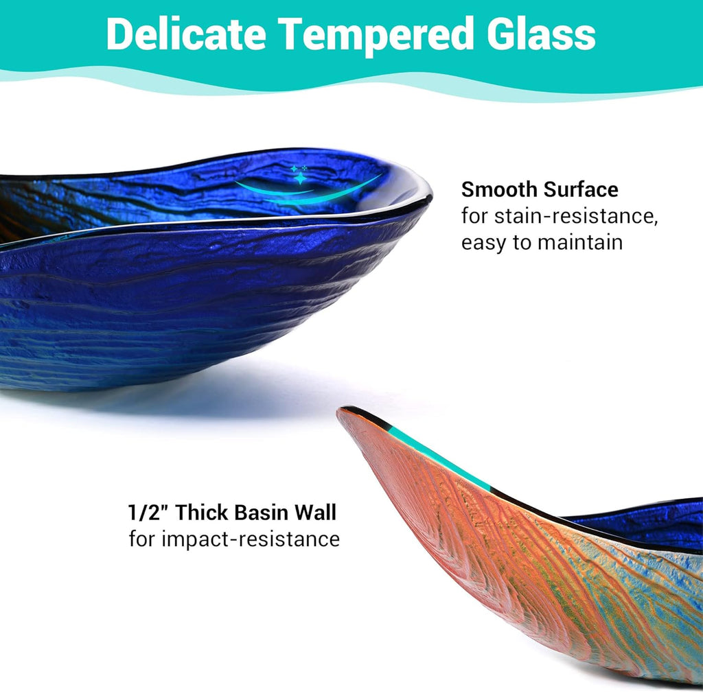 Tempered Glass Bathroom Vessel Sink Waterdrop Artistic Vanity Above Counter Top Mount Basin Victorian Era
