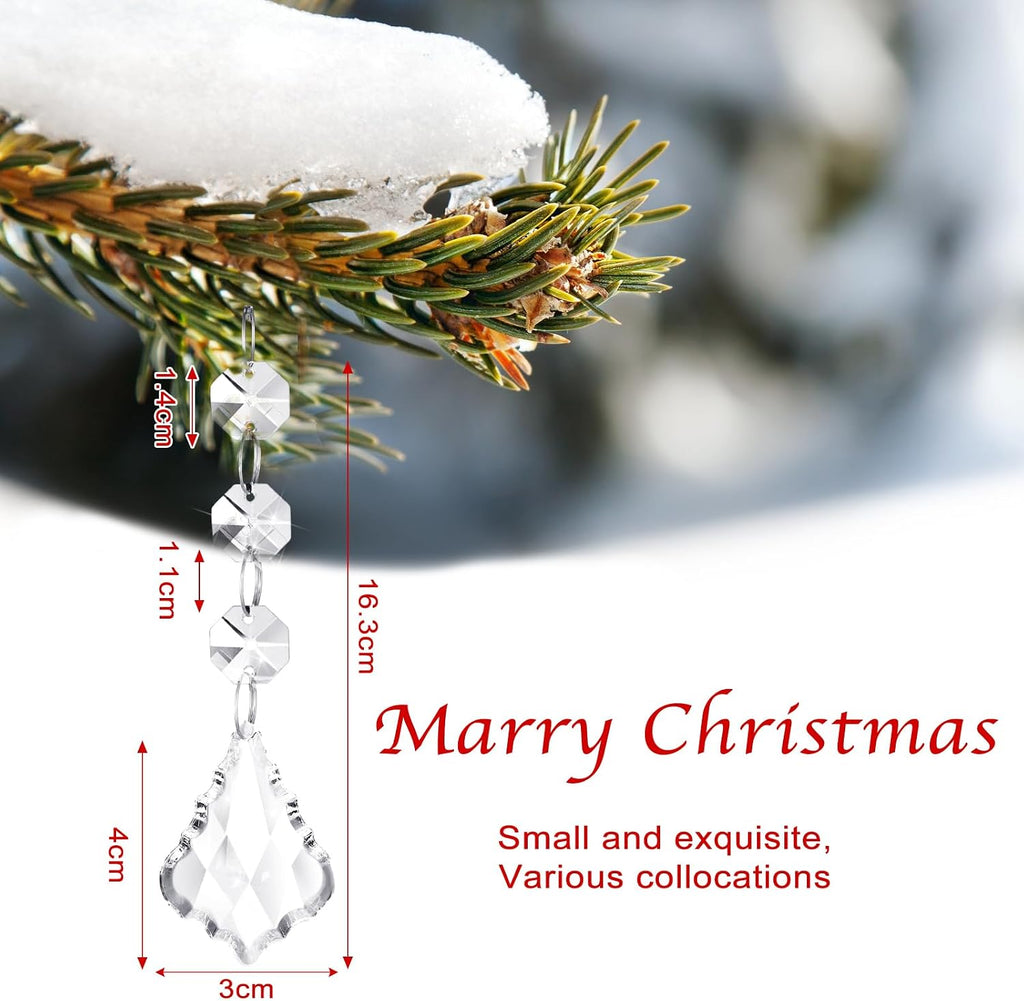 100 Pcs Hanging Crystals for Centerpieces Acrylic Chandelier Garland Beads Strands Prism Decorations Clear Teardrop