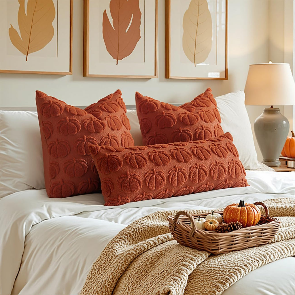 Fall Pillow Covers Pumpkin Fall Decor 18x18 Rust