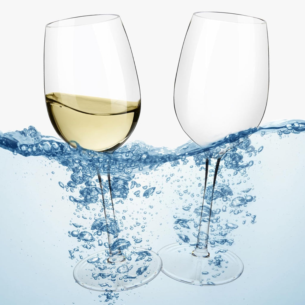 Floating Wine Glasses for Pool Unbreakable Tritan Plastic Red Wine Glasses with Stem Poolside Floating Cups 12.5 OZ