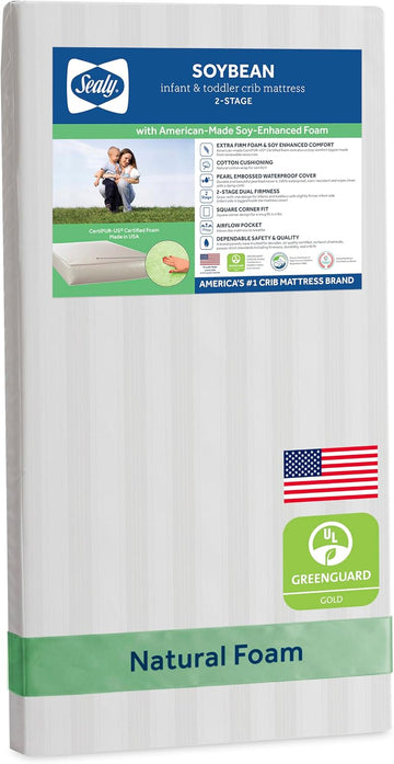 2 Stage Infant Crib Mattress Plus Toddler Bed Fit, Breathable, Resistant to Stain Cover, Dual Firmness &