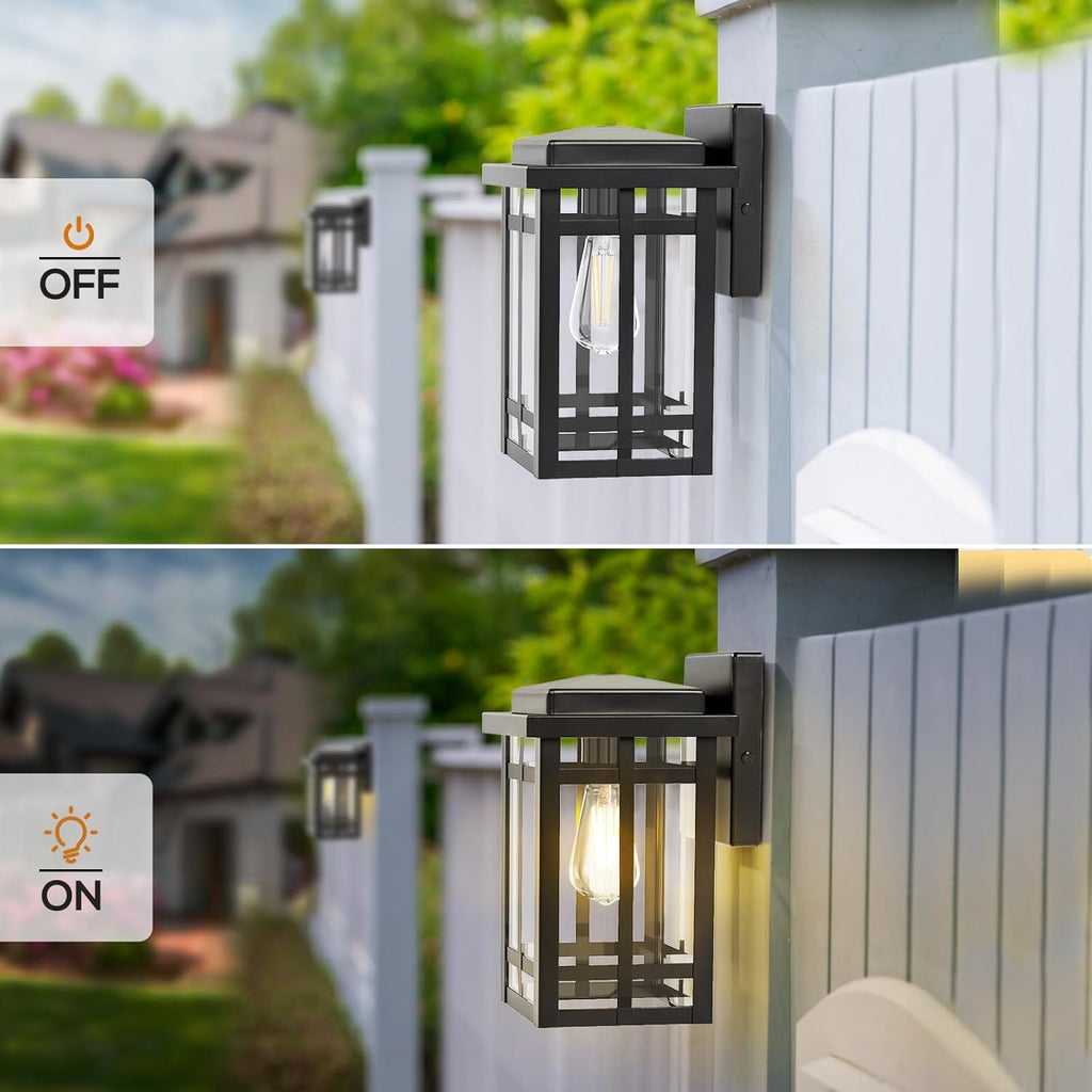 Outdoor Wall Light Fixtures 9.76'', Waterproof Porch Lights Lantern, Exterior Modern Matte Black Wall Mount Lighting