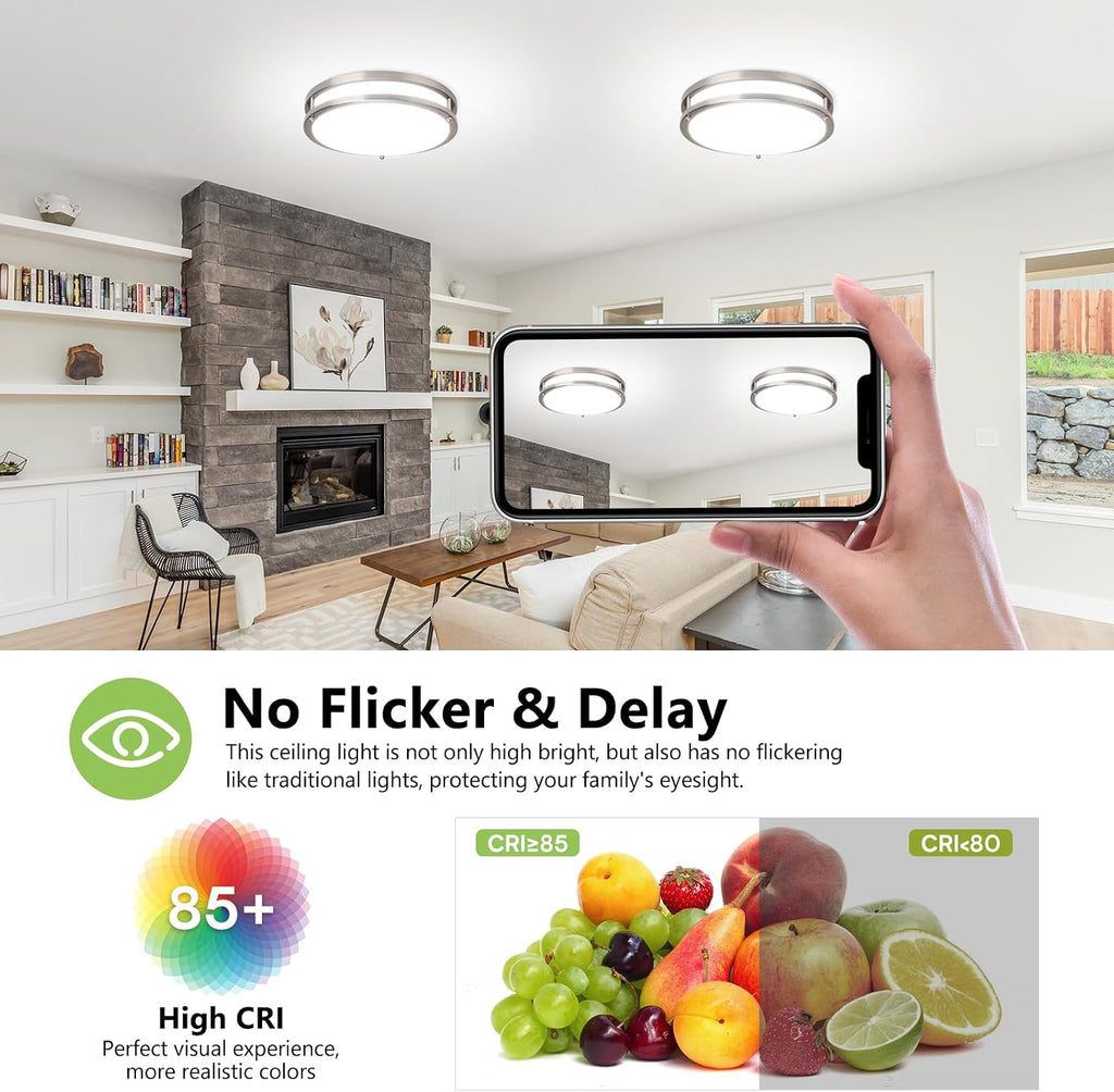 Flush Mount Ceiling Light - 2 Pack 36W 3000K/3500K/4000K/5000K/6000K Dimmable Led Ceiling Light Fixture Hallway
