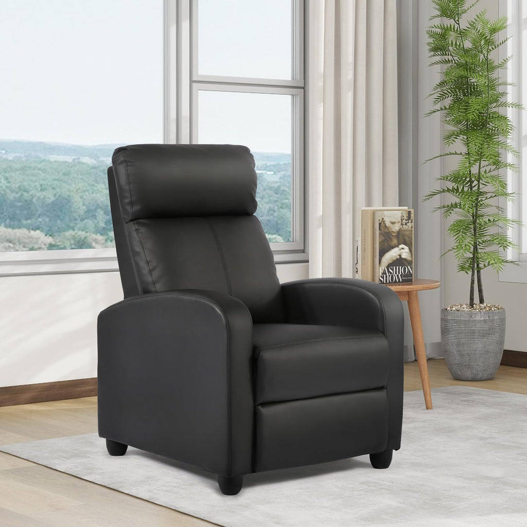 Recliner Chair Push Back Sofa Home Theater Seating with Lumbar Support and Leather Padded Seat Backrest