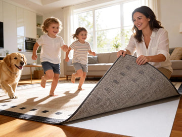 Non-Slip Rug Gripper Pad: Adhesive & Residue-Free Silicone 5X Stronger Grip for Hardwood Tile & LVP - BPA-Free - Set of 10
