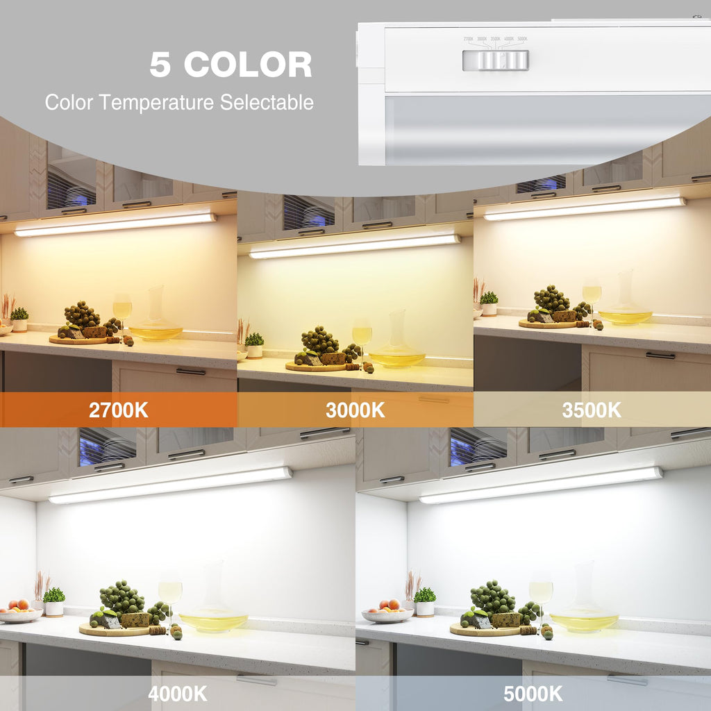 Linkable Under Cabinet Lights Hardwired Plug-in, Wired Led Under Cabinet Lighting with 5 CCT & Dimmable, Under