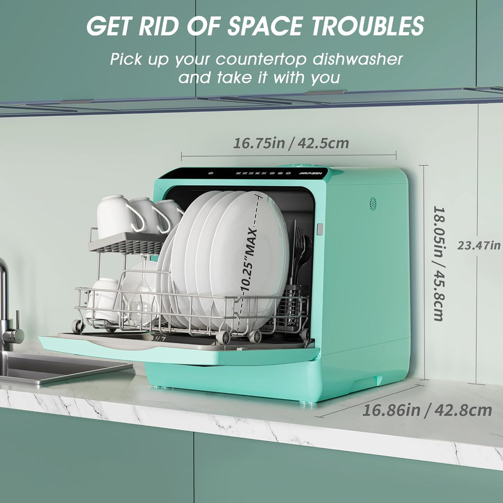 Portable Countertop Dishwashers, 5 Washing Programs Mini Dishwashers with 5 L Built-in Water Tank and Double-layered