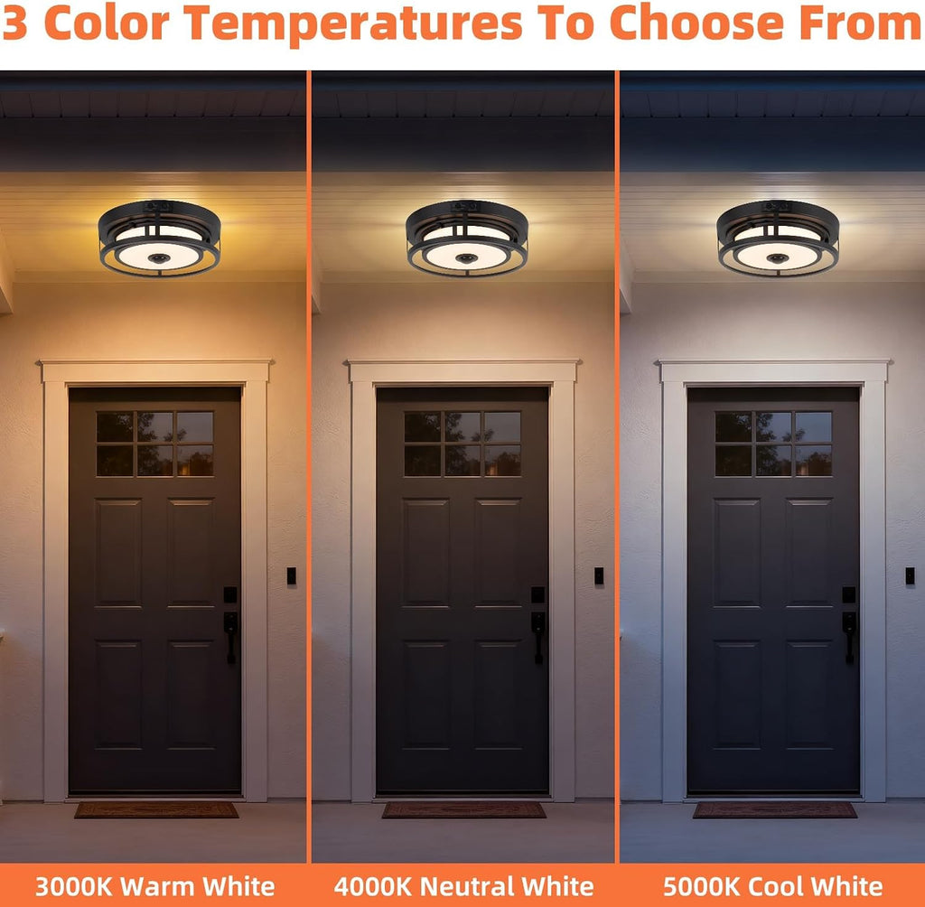 LED Motion Sensor Outdoor Ceiling Light, 12 Inch Motion Sensor Flush Mount Ceiling Light Fixtures