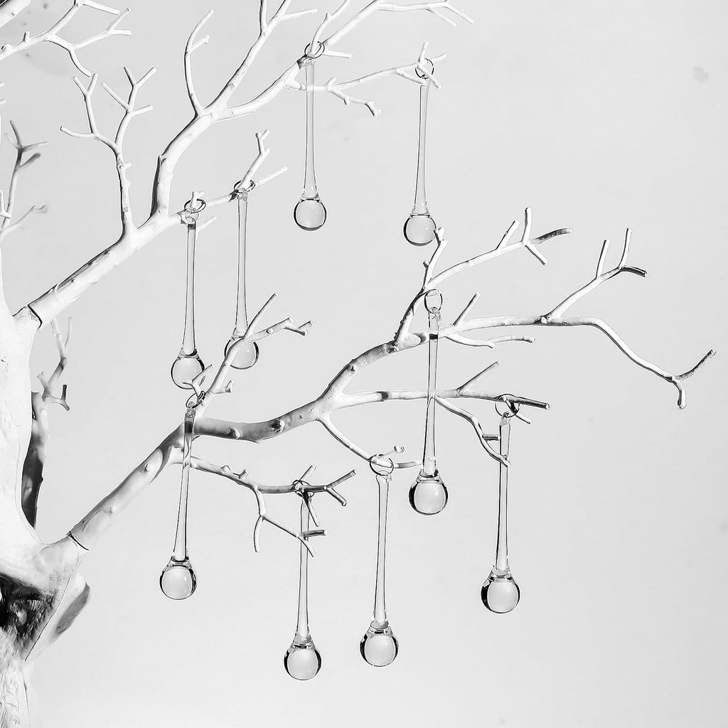 20pcs 4inch Clear Crystal Glass Teardrop Ornaments for Christmas Tree, Chandelier Crystals Replacement Parts