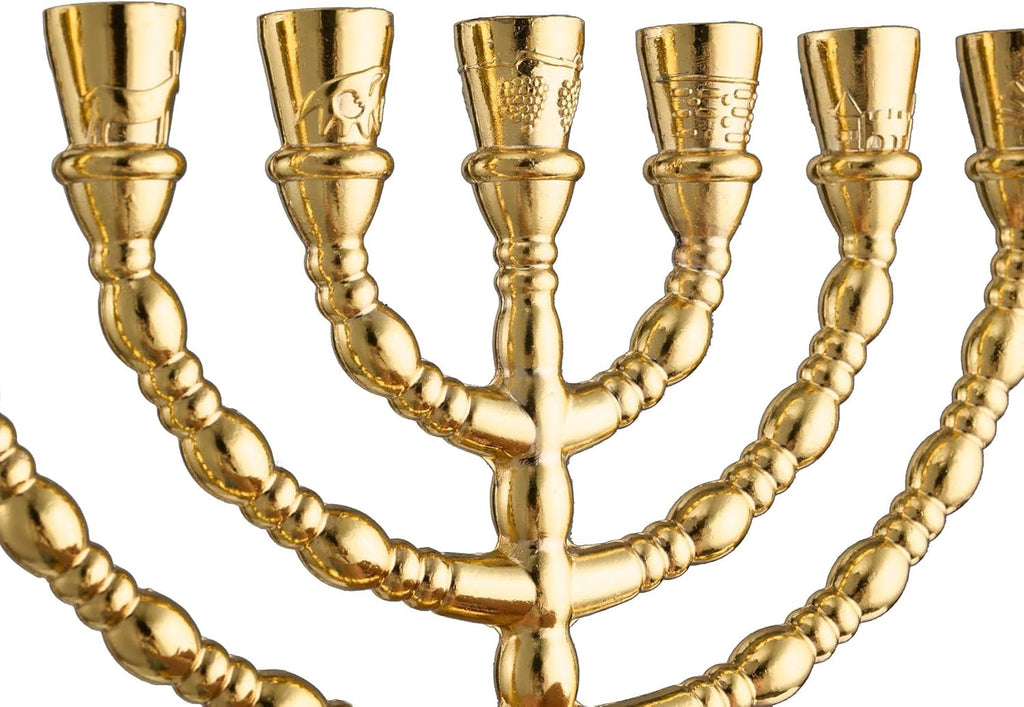 Golden 7 Branch Hanukkah Menorahs Candle Holder