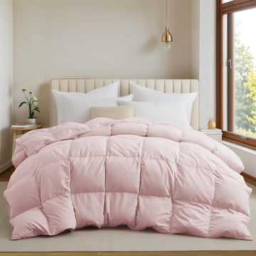 Goose Feather Down Fiber Comforter Queen, All Season Duvet Insert with Soft Downproof Cover