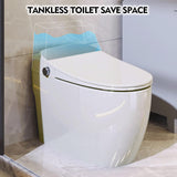 Heated Seat Smart Toilet, One Piece Toilet, Automatic Flush Tank Less Toilet without Bidet, with Foot sensor Flush
