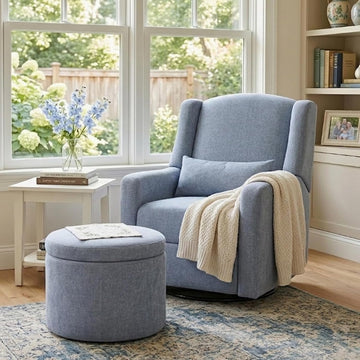 Power Nursery Rocking Chairs with Ottoman: 270° Swivel Rocker Recliner with Waist Pillow & USB Charging Port, Ultra