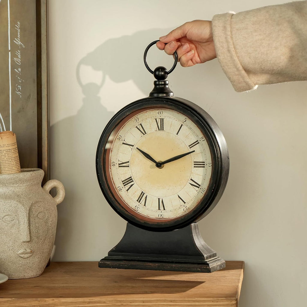 HOME Vintage Black Mantel Clocks for Fireplace