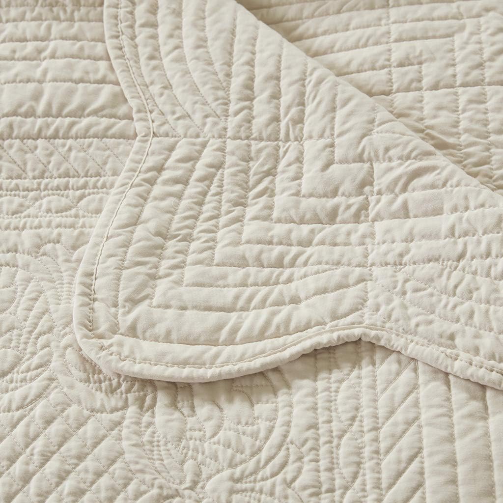Luxe Quilted Throw Blanket - Damask Stitching Design, Cotton Filled Spread, Ultra Soft, Cozy Bedding, Sofa, Bed