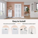 Preassembled Bi-Fold Doors, for 32"x 80" Opening,Tempered Frosted Glass Closet Folding Barn Door wit