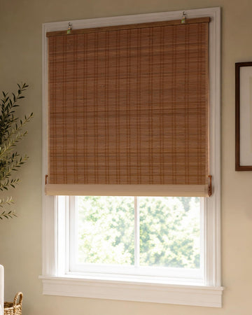 Blackout Bamboo Roller Shades, 31" x 72", Ceylon Light Russet