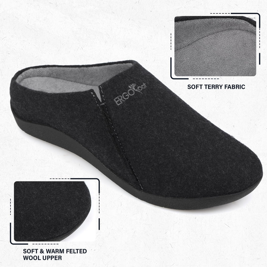 Arch Support Slippers for Women Men, Wool Felt Clogs
