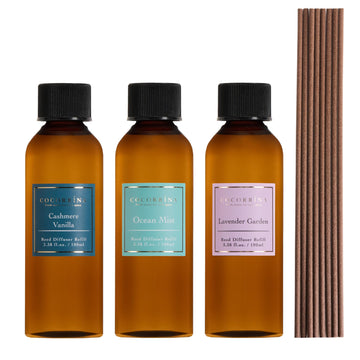 Reed Diffuser Refill Set, 10.2oz Scented Oil Refill 3 Pack, Cashmere Vanilla, Ocean Mist, Lavender Garden, Long