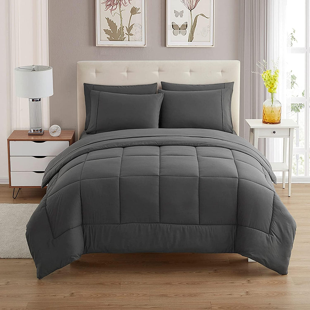 Queen Comforter Set with Sheets - 7-Piece Bedding Collection - 1 Comforter, 1 Fitted Sheet, 1 Flat, 4 Pillowcases