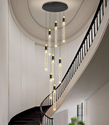 8-Lights 98 Inches Modern Chandelier LED Light Fixtures Adjustable Long Light Chandelier for Hallway Foyer Dimmable Lights with Remote Dining Kitchen Ceiling Pendant Lighting