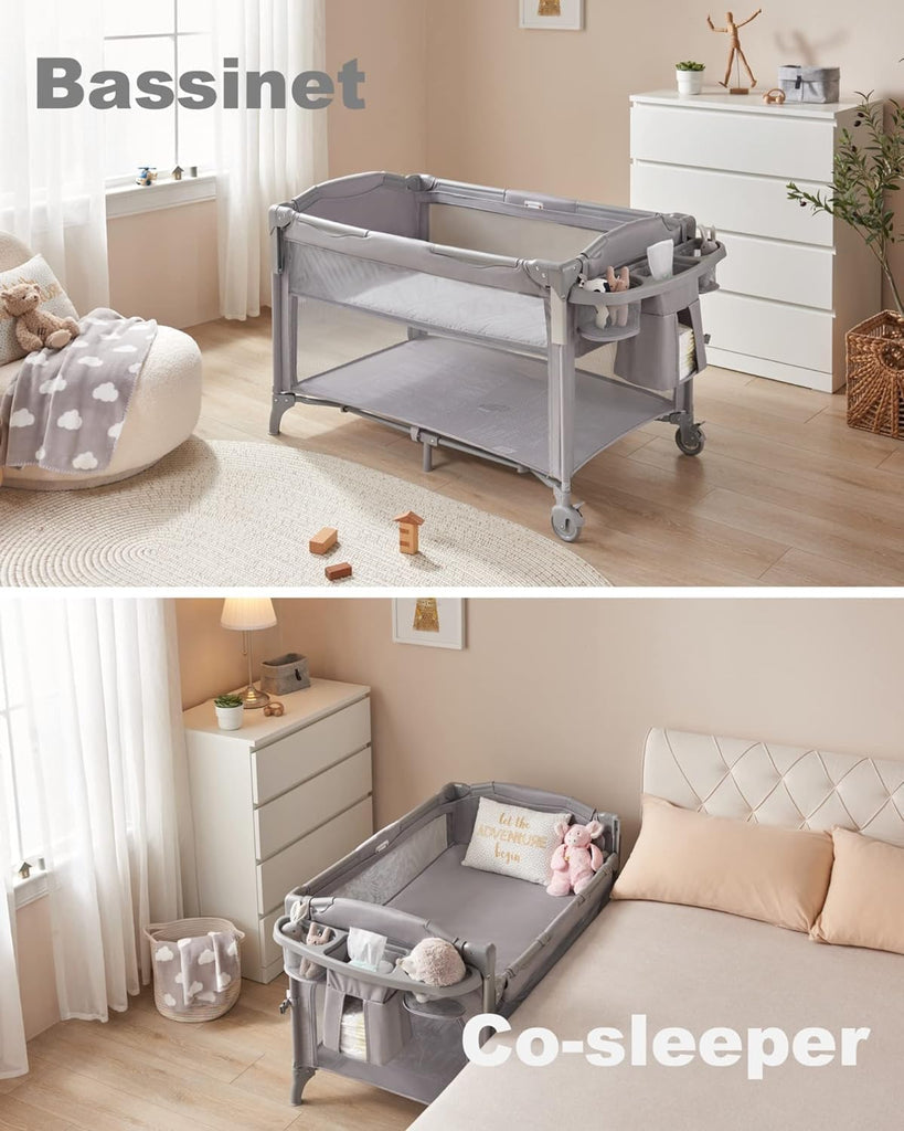 4 in 1 Baby Bassinet Bedside Sleeper, Baby Bedside Crib 4 Functions, Bedside Bassinet Crib Sleeper, Playard, Changing