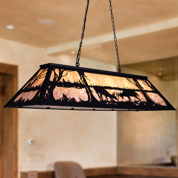 Tiffany Pool Table Light 59 inch, 5 Lights Rustic Deer Chandelier Island, Cabin, Billiards Table Lamp, Farmhouse