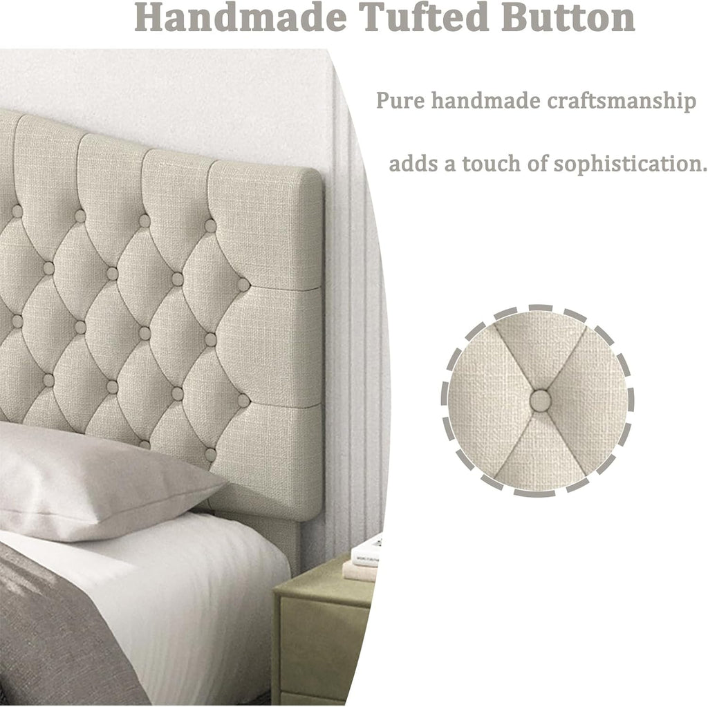 King Headboard Only, Upholstered Headboard King for Adjustable Bed Linen Tufted Wall Mounted Head Board with Solid
