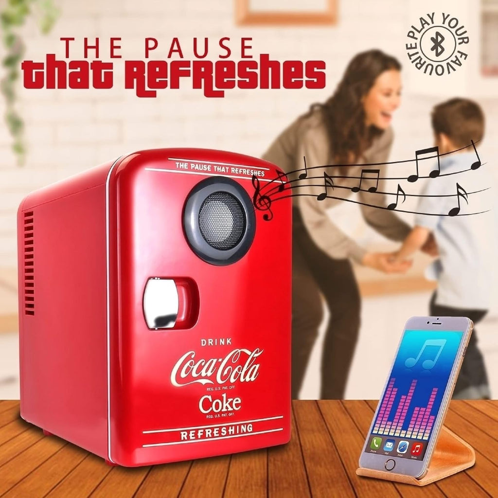 Mini Fridge Bluetooth - Portable Small Cooler for Bedroom Office Makeup Compact Beverage Chiller for Drink Soda Wine