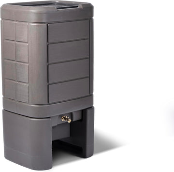 Lakewood Rain Barrel with Stand, Outdoor Water Conservation Container, Holds 60 Gallons, Brown
