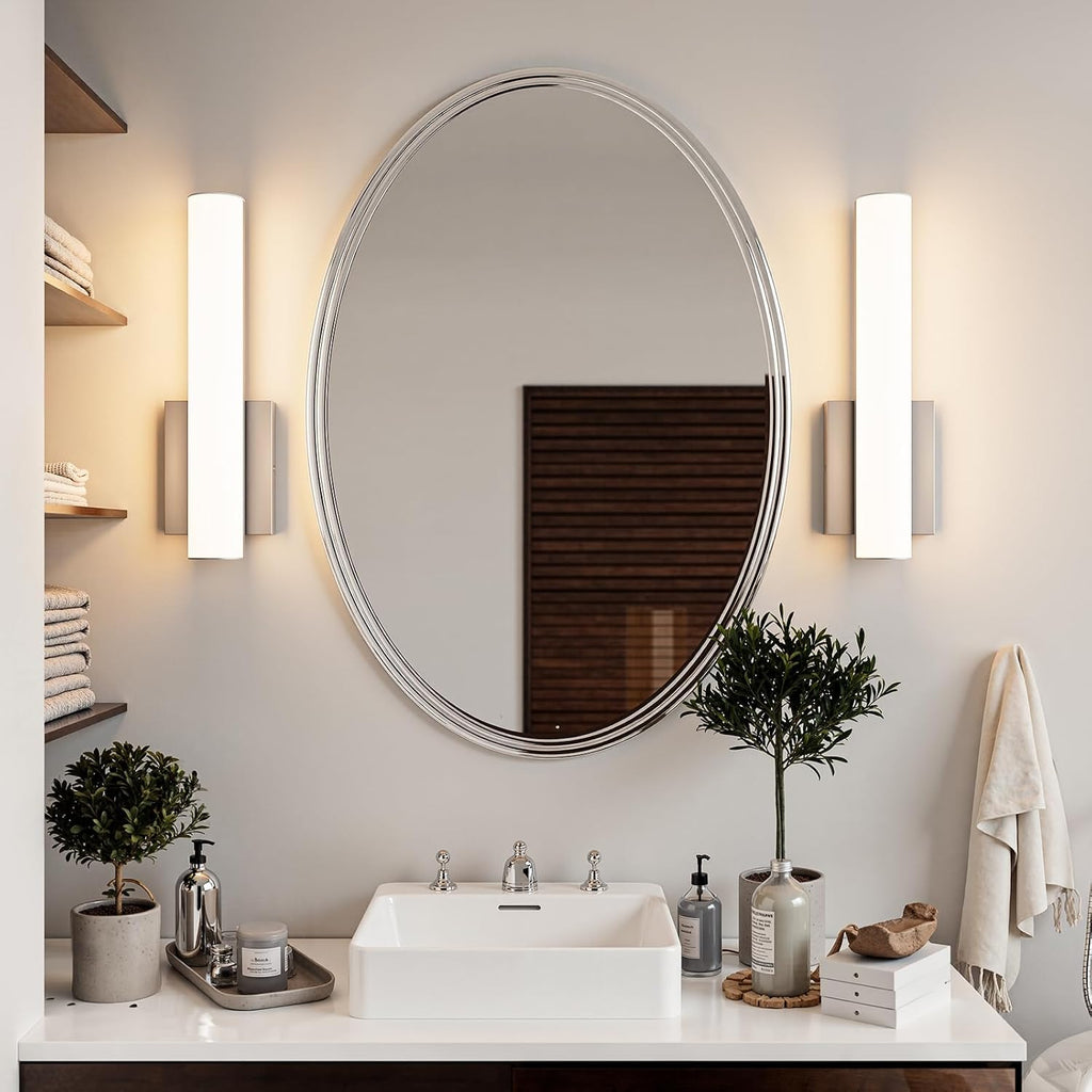 15.7 Inches Modern Bathroom Led Wall Sconces,18W 3000K Hardwired Wall Light with White Acrylic Lampshade,Indoor