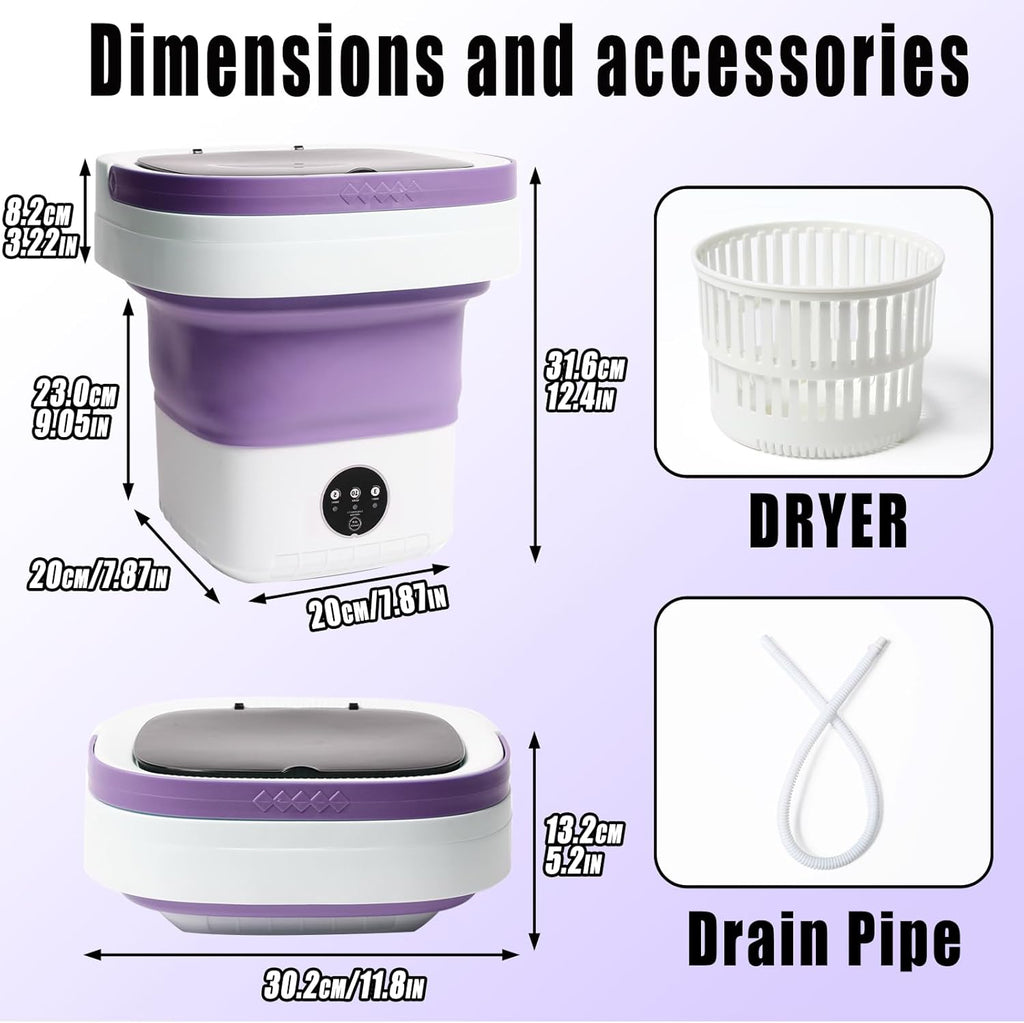 Mini Portable Foldable Washer - 16L Portable Washing Machine, Spin dryer, Small Folding Washing Machine 3 Cleaning