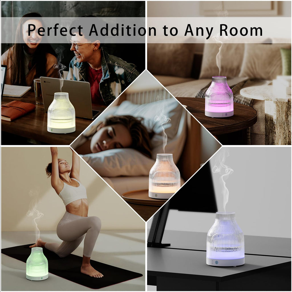 Glass Essential Oil Diffuser 200ml, 7-Color LED