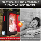 Portable Infrared Sauna Box with Red Light Therapy, 3L Steamer, Upgraded Foldable Chair & Mat