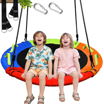 Tree Swing, Saucer Swing, 40 inch 900lbs Weight Capacity, with Adjustable Hanging Straps, Circle Round Disc, for
