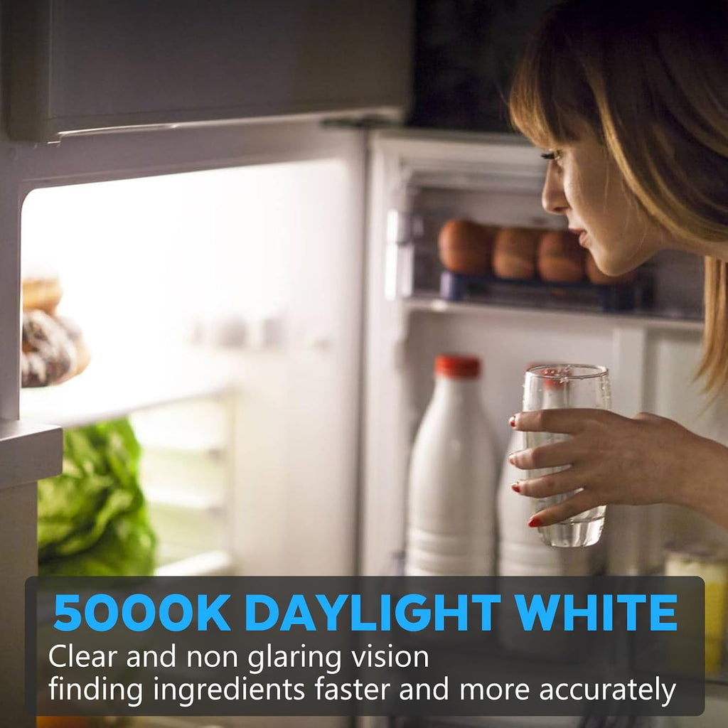 LED Refrigerator Light Bulb 2 Pack，Daylight White 5000K 120V 40W Equivalent Appliance Bulb，A15 5W E26 Base Waterproof