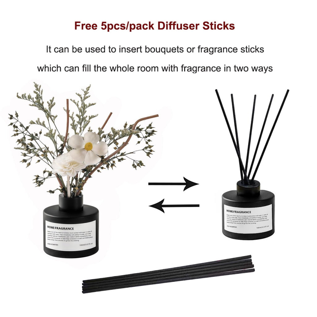 Reed Diffuser Set with Dried Flowers, 3.38fl.oz Fragrance Diffuser with Sticks, Scented Sticks Aroma Diffuser, Home &