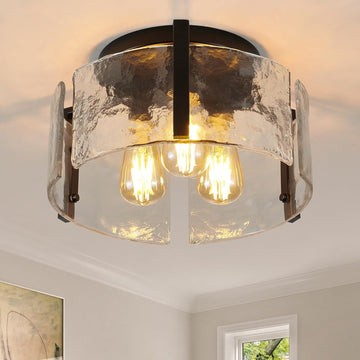 Black Semi Flush Mount Ceiling Light Dimmable, Modern Close to Ceiling Light Hallway Light Fixtures Ceiling Mount