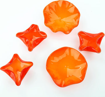 Hand Blown Glass Wall Art Sculpture - Set of 5