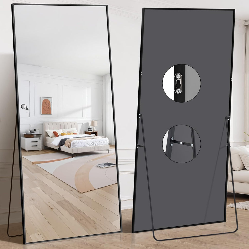 78"x35" Floor Mirror Full Length - Standing Mirror with Aluminum Alloy Frame, Large Body Mirror , Wall Mounted or